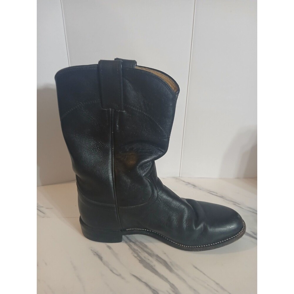 Justin 3703L Cora Women's Classic Ropers Leather Cowboy Boots Black Size 7C - Picture 9 of 12